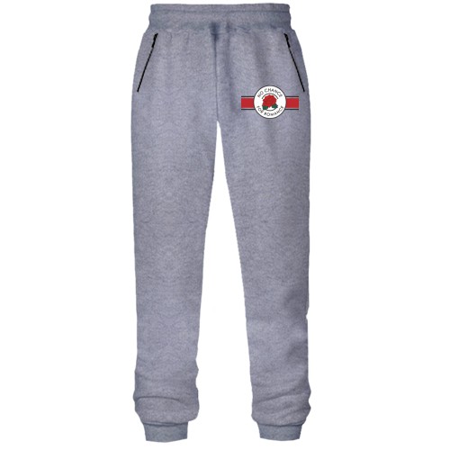 Штаны из футера без начеса с надписью 