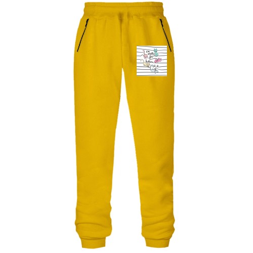 Штаны из футера без начеса с котами в свитере