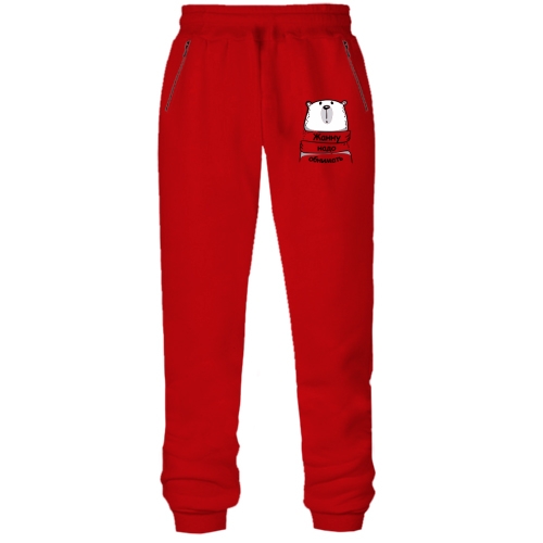 Штаны из футера без начеса с надписью 