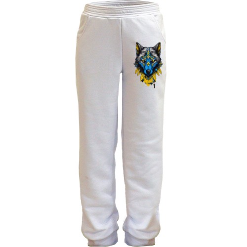 Детские штаны Волк с желто-синим артом