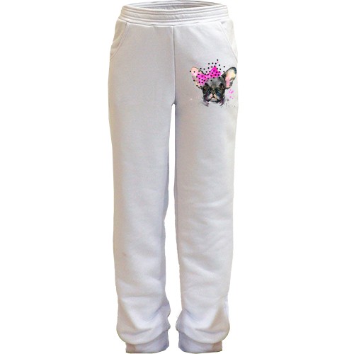 Дитячі штани з французьким бульдогом в банті (2)