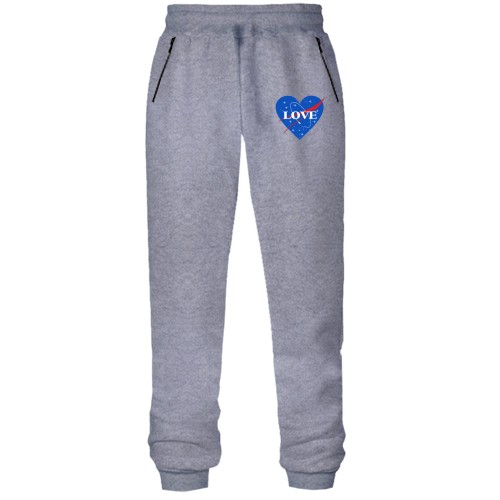 Штаны из футера без начеса с надписью 