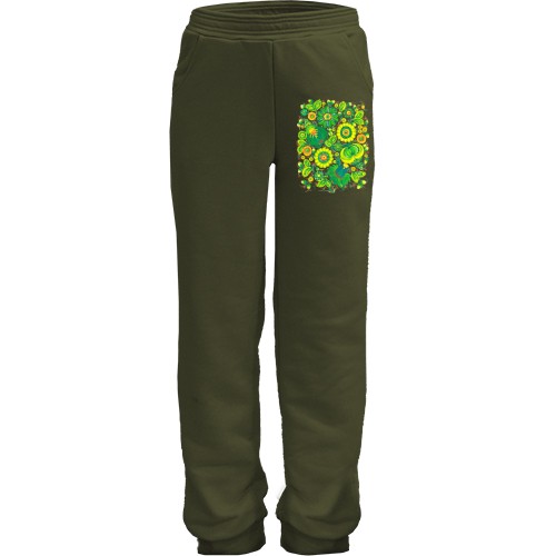 Дитячі штани із зеленими квітами (писанка)