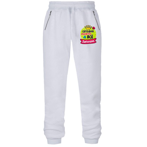 Штани з футера без начісу з написом 