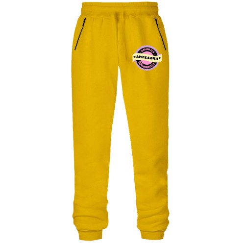 Штаны из футера без начеса с надписью 