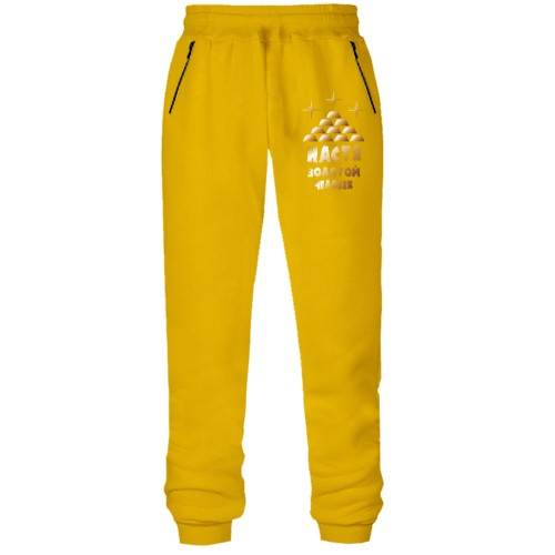 Штаны из футера без начеса с надписью 