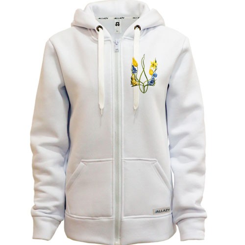 Худи на молнии с гербом Украины из акварельных цветов