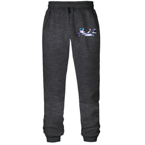 Штаны из футера без начеса с вокалистами