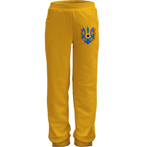 Детские штаны с тризубом, украшеным колосками и подсолнухами