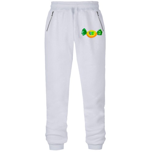 Штаны из футера без начеса с надписью 