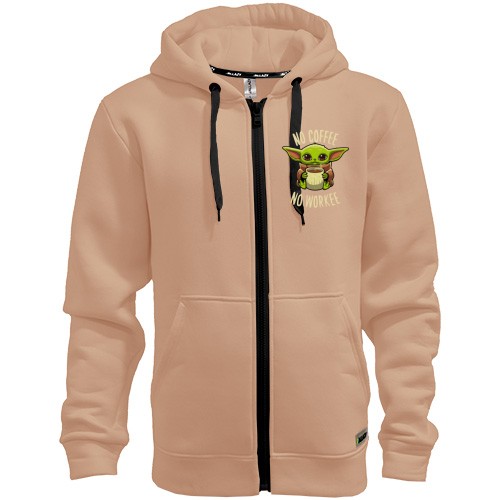 Худі на блискавці Baby Yoda No coffee No work