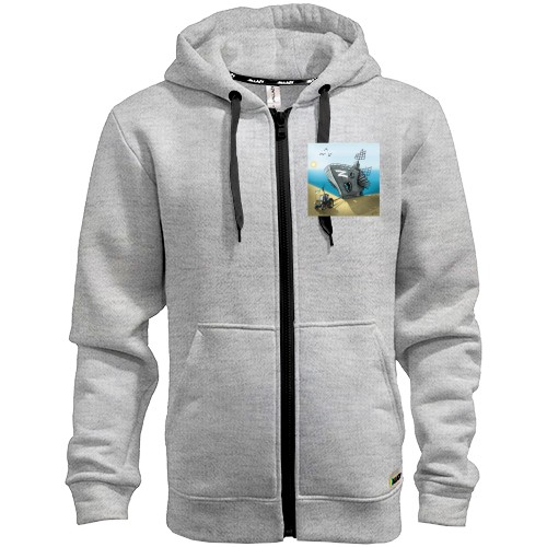 Худи на молнии русский военный корабль и трактор