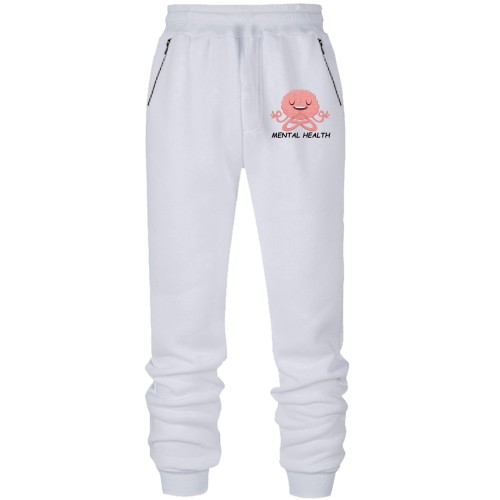 Штаны из футера без начеса с мозгом и надписью 