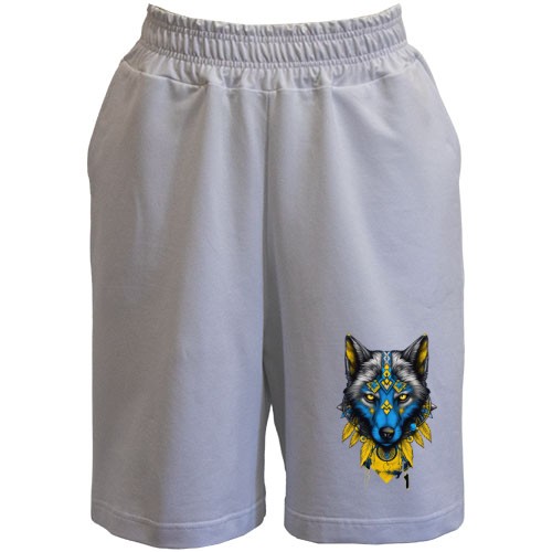 Шорты Волк с желто-синим артом