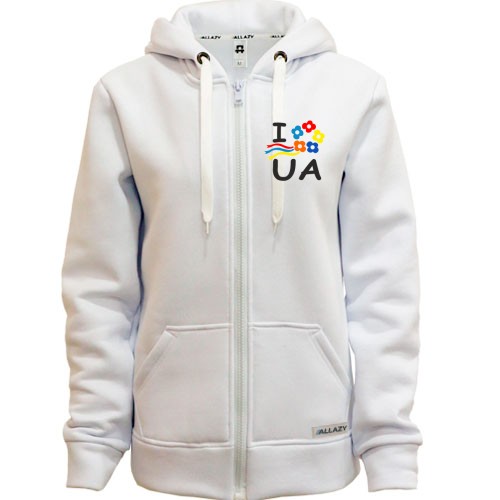 Худи на молнии I love Ukraine с венком