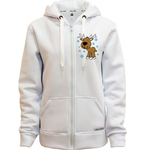 Худі на блискавці Оленя зі сніжинками