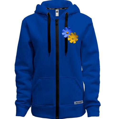 Худи на молнии с желто-синими цветками