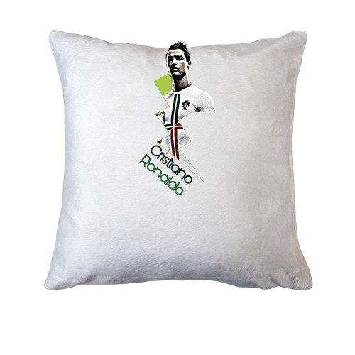 Подушка с портретом футболиста Криштиану Роналду и надписью «Cristiano Ronaldo»