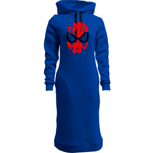 Женская толстовка-платье с маской Человека-паука из надписи «SPIDER MAN»