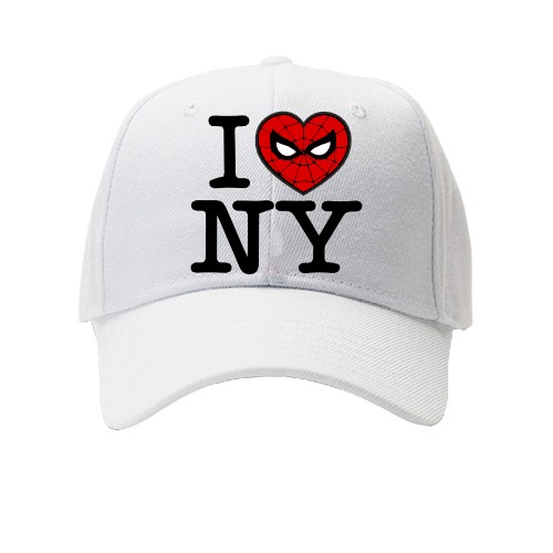 Детская Кепка с надписью «I Love NY», где вместо сердца изображена маска Человека-паука