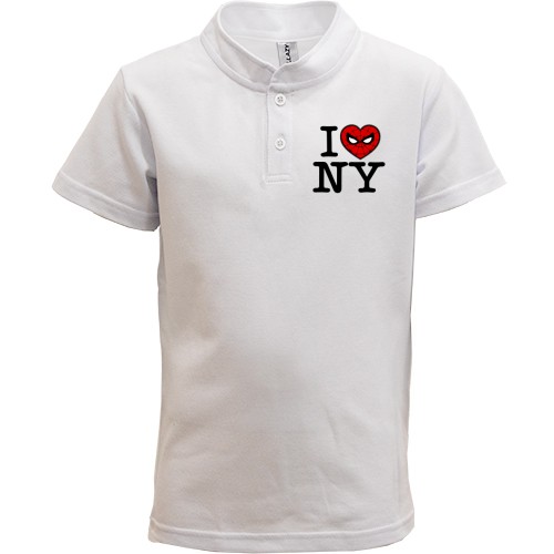 Детская футболка поло с надписью «I Love NY», где вместо сердца изображена маска Человека-паука