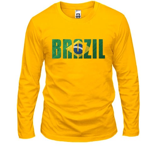 Чоловічий лонгслів із написом «BRAZIL» у кольорах національного прапора Бразилії