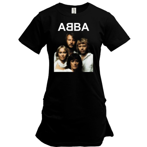 Удлиненная футболка с портретом участников группы ABBA и логотипом