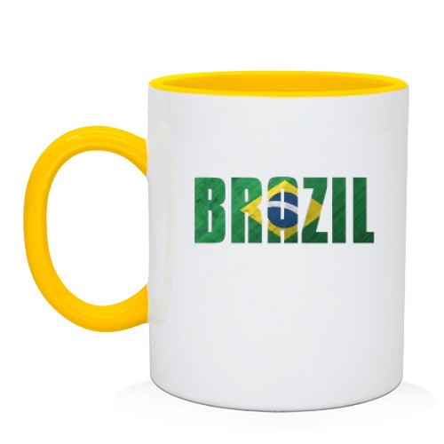 Чашка із написом «BRAZIL» у кольорах національного прапора Бразилії