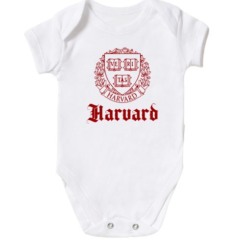 Детский боди с гербом Гарвардского университета и готической надписью «Harvard»