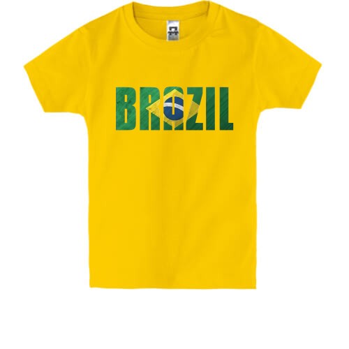 Детская футболка с надписью «BRAZIL» в цветах национального флага Бразилии