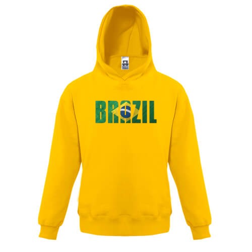 Детская толстовка с надписью «BRAZIL» в цветах национального флага Бразилии