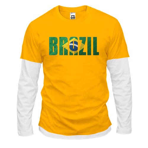 Мужской лонгслив Комби с надписью «BRAZIL» в цветах национального флага Бразилии