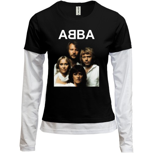 Женский лонгслив Комби с портретом участников группы ABBA и логотипом
