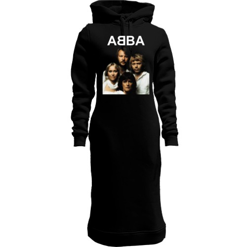 Женская толстовка-платье с портретом участников группы ABBA и логотипом