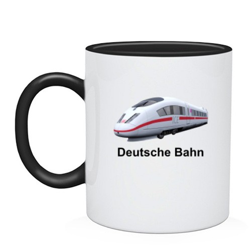 Чашка с изображением скоростного поезда ICE и надписью «Deutsche Bahn»