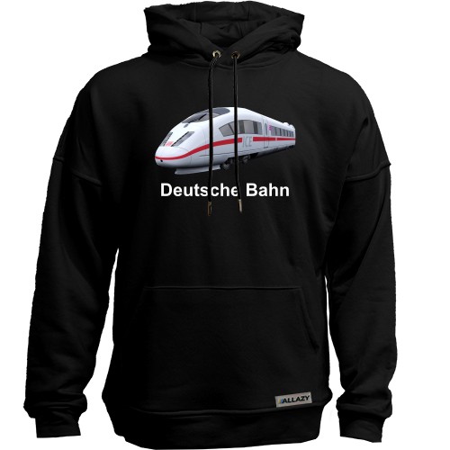 Худи без начеса с изображением скоростного поезда ICE и надписью «Deutsche Bahn»