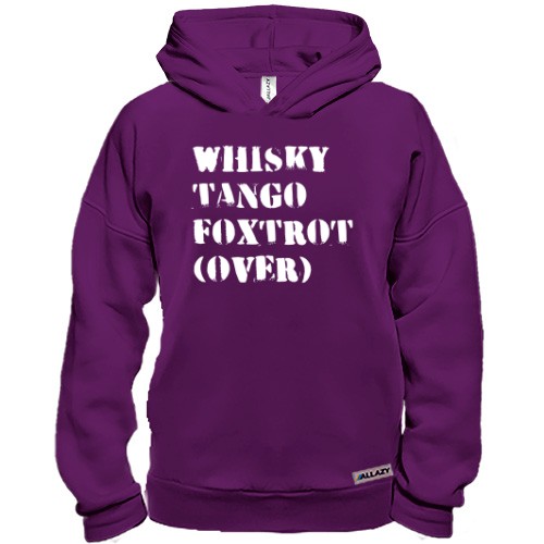 Худи BASE с трафаретной надписью «WHISKY TANGO FOXTROT (OVER)»