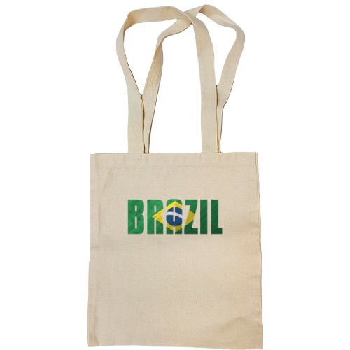 Сумка шоппер с надписью «BRAZIL» в цветах национального флага Бразилии