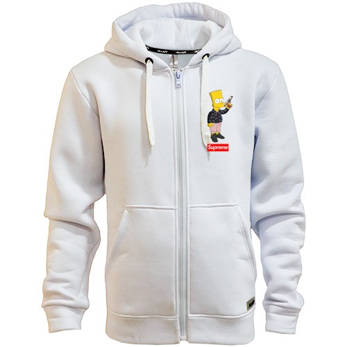 Худи на молнии Барт Симпсон с надписью Supreme