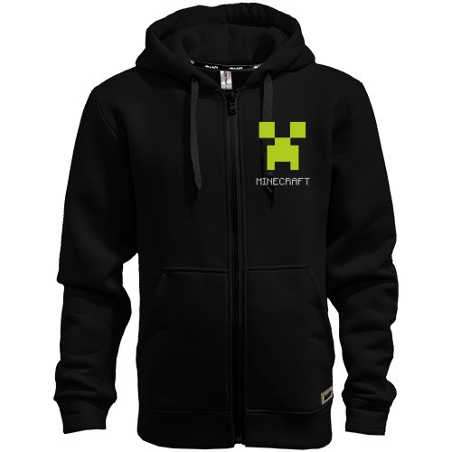 Мужская толстовка на молнии с логотипом игры Minecraft и пиксельным изображением Крипера