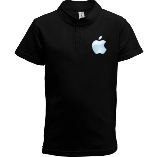 Детская футболка поло с объемным глянцевым логотипом Apple светло-голубого цвета