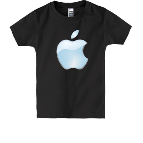 Детская футболка с объемным глянцевым логотипом Apple светло-голубого цвета