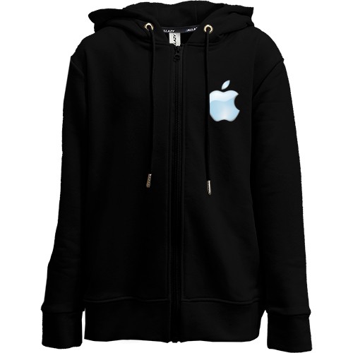 Дитяча худи на блискавці з об'ємним глянцевим логотипом Apple світло-блакитного кольору