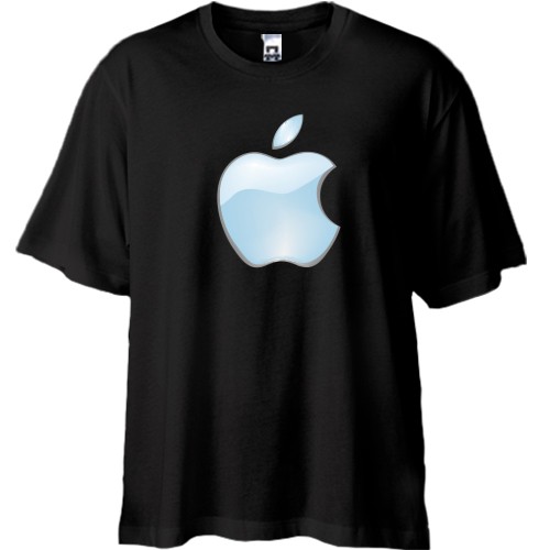 Футболка oversize с объемным глянцевым логотипом Apple светло-голубого цвета