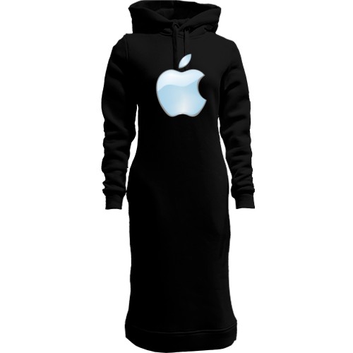 Женская толстовка-платье с объемным глянцевым логотипом Apple светло-голубого цвета