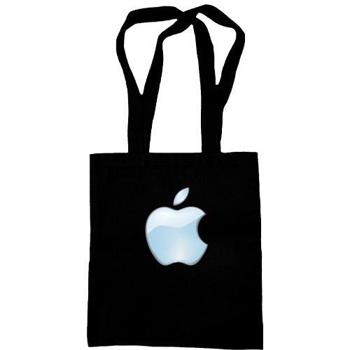 Сумка шопер з об'ємним глянцевим логотипом Apple світло-блакитного кольору