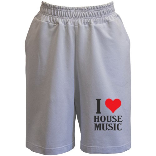 Чоловічі шорти із написом I love house music та червоним серцем