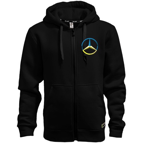 Мужская толстовка на молнии с логотипом Mercedes-Benz в цветах флага Украины