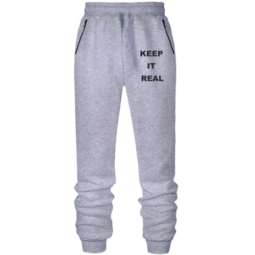 Мужские трикотажные штаны с лаконичной надписью «KEEP IT REAL»