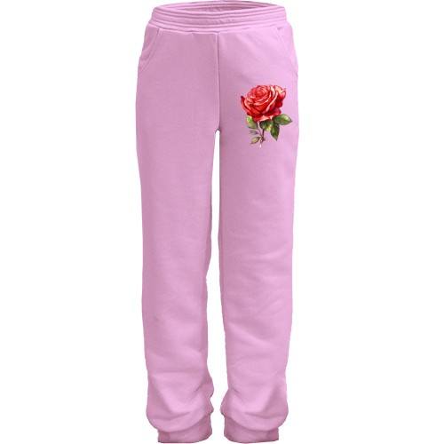 Дитячі штани із намальованою червоною трояндою